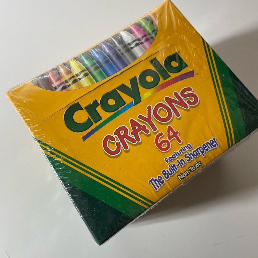 Vintage 1999  Binney & Smith Crayola 64 Pack Built-In Sharpener 3PACK SEALED